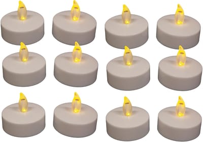 Anna's Collection Grote LED theelichtjes - 12x - wit - D6 x H4,5 cm - timer - waxinelichtjes - kaarsen