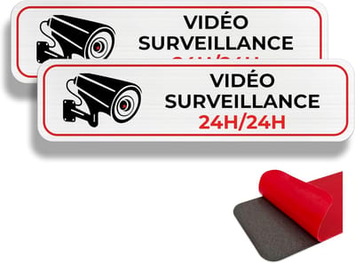 2x Camerabewaking Paneel - Alarmsign Voor Eigen Terrein - 19x5 cm - Waterdicht Aluminium Sticker