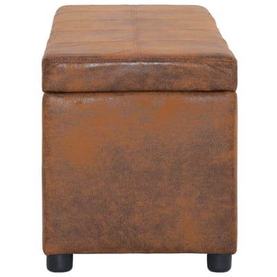 vidaXL - Bankje - met - opbergvak - 116 - cm - kunstsuède - bruin