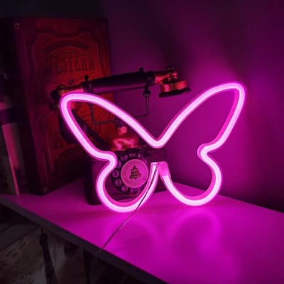 ZoeZo Neon Wandlamp Vlinder - Neon verlichting - Sfeerverlichting - LED lamp - Neonlicht - Neon Sign - Roze
