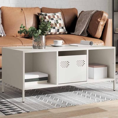 vidaXL - Salontafel - 101,5x50x43,5 - cm - koudgewalst - staal - wit