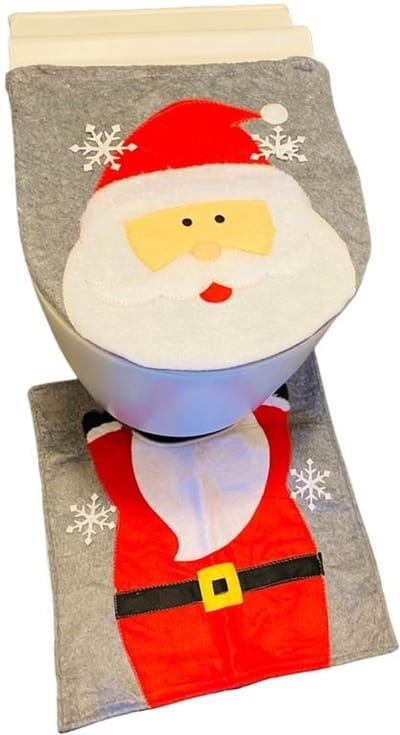 HEM Kerstman wc bril hoes met wc mat - toiletbril cover (45x39 cm) + toiletmat