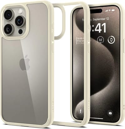Spigen Ultra Hybrid Apple iPhone 15 Pro Hoesje Back Cover Beige