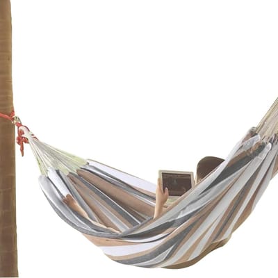 Hangmat voor twee - Strandhangmat camping - Buiten ontspannen - Gestreepte boomhangmat - 260 x 150 cm - Meerkleurig