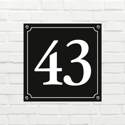 Huisnummerbord Mat zwart Deluxe - Nummer 43 - incl. bevestiging
