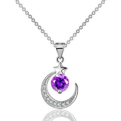 Ster en Maan Hanger Ketting Japanse en Koreaanse Mode Temperament Vrouwen Ins Stijl Niche Ontwerp Sleutelbeen Ketting gray