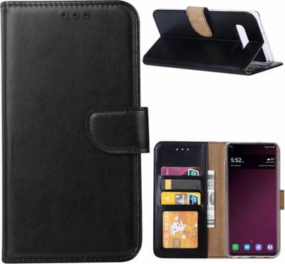 LuxeBass Hoesje geschikt voor Samsung Galaxy S10E - Bookcase Zwart - portemonnee hoesje gsm hoesje - telefoonhoes - telefoonhoesjes