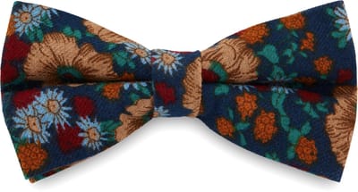 Retro Vlinderdas met Blauw Bloemenmotief