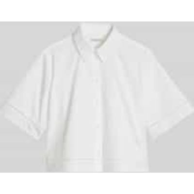 Regular fit blouse met korte mouwen van puur katoen met ajourwerk