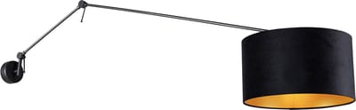 QAZQA blitz - Moderne Wandlamp met kap voor binnen - 1 lichts - D 35 cm - Zwart Goud - Woonkamer | Slaapkamer | Keuken
