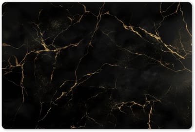 Placemats 45x30 cm - Placemat kunststof - 1 stuk - Zwart marmer - Gouden aders - Klassiek - Borden onderleggers - Decoratie voor op tafel - Keuken tafeldecoratie accessoires - Vinyl onderlegger - Tafelversiering