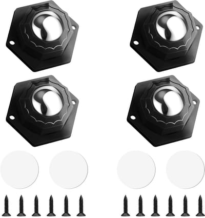 SnelShoppen - 4Pcs Zelfklevende Meubelwielen 20mm, 360 Graden Rollen met Schroeven en Lijm voor Tafel, Doos, Zwart, Duurzaam en Stil