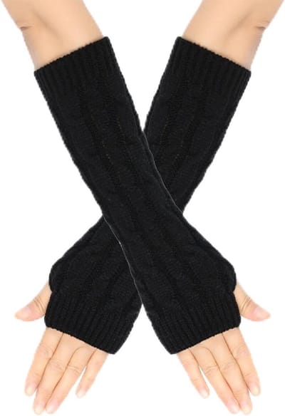 Dames Armwarmers Lange Vingerloze Handschoenen Zachte Gebreide Winterarmwarmers met Duimopening en Rekbare Pasvorm
