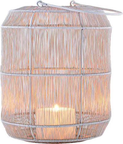 Boho decoratieve metalen windlichten 27 cm groot wit goud | esthetische theelichthouder voor tuindecoratie en woonkamer