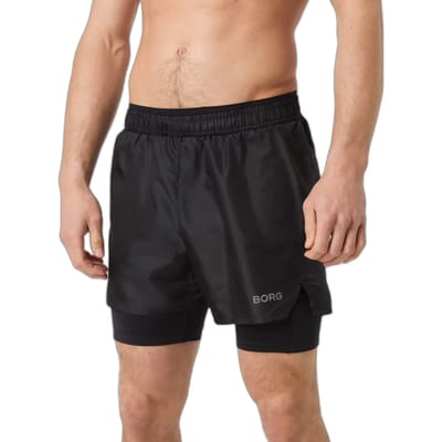 Björn Borg Performance Shorts 2 In 1 - heren sportbroek kort - zwart