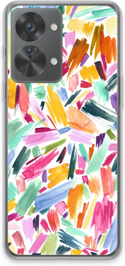 Case Company® - Hoesje geschikt voor OnePlus Nord 2T hoesje - Watercolor Brushstrokes - Soft Cover Telefoonhoesje - Bescherming aan alle Kanten en Schermrand