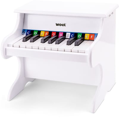 Woet® Houten Speelgoed Piano - Speelgoedinstrument - Wit - Inclusief Muziekboekje en Toonlader - Vanaf 3 jaar - Speelpiano voor Kinderen