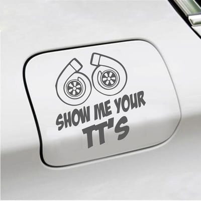 Bumpersticker - Show Me Your TTs - 15 X 15 - Antraciet