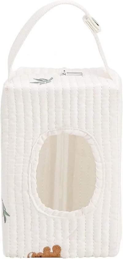 Reisdoekjes etui - Luierdoekjeshouder - Onderweg Hygiëne - Herbruikbaar en Ophangbaar - 18x10x7 cm - Wit
