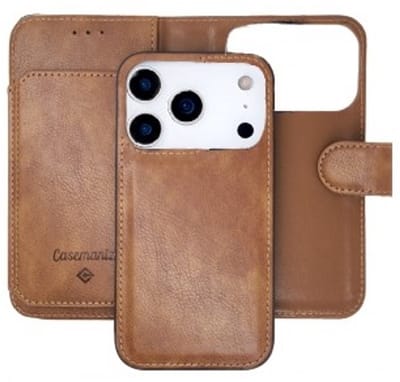 Casemania - 2-in-1 Bookcase hoesje - 6 Pasjes - iPhone 17 Pro - Bruin