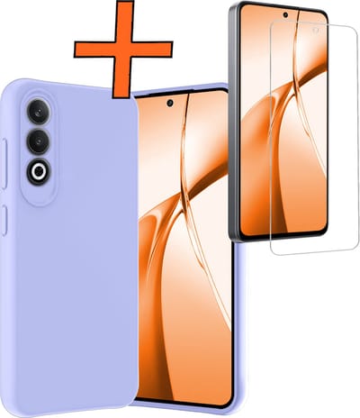 Hoes - Met Screenprotector - Geschikt voor OnePlus Nord CE4 - Sterk & Shockproof - Back Cover - Siliconen Case - Telefoon Hoes - Lichtblauw