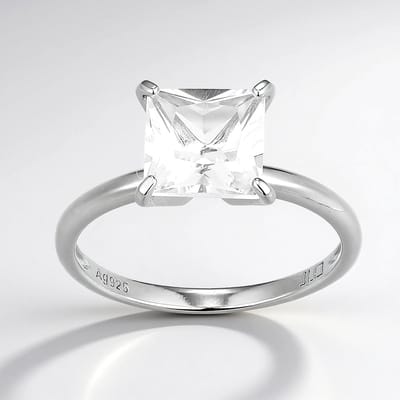 Cavill - Zilveren ring met 1,46 ct Witte Topaas - 925 Sterling Zilver - Princess geslepen Edelsteen - Elegante damesring uit Brazilië