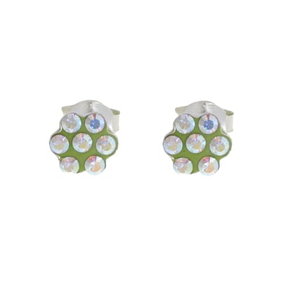 Behave - Oorbellen - Bloem - 925 Sterling Zilver - Aurore Boreale Kristal steentjes -Groen