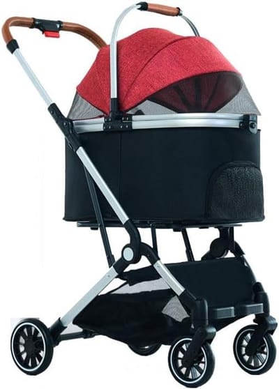 Hondenbuggy 3-in-1 - Hondenwagen Kinderwagen - Reizen met huisdier - Afneembare drager - Tot 20 kg - Roze