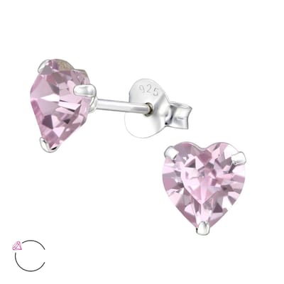 Montebello Oorbellen Efi Amethist - 925 Zilver - Swarovski Hart - Ø6mm