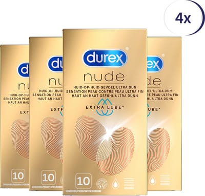 Durex Condooms Nude Extra Lube 10st - 4 Stuks - Voordeelverpakking