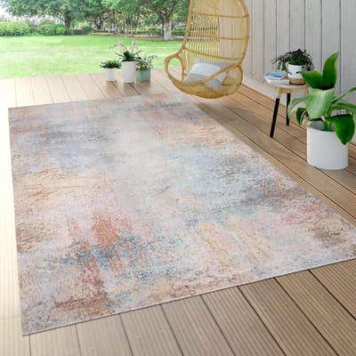 Flycarpets Torana Abstract Binnen- en Buitenkleed Roze / Blauw / Kleurrijk - 120x170 cm - Laagpolig Tuintapijt / Tuinkleed