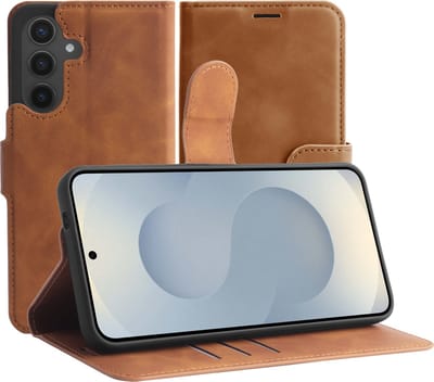 Cazy hoesje geschikt voor Samsung Galaxy S25 Hoesje met Pasjeshouder - Premium Bookcase - Bruin