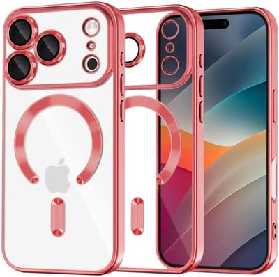 Hoesje geschikt voor Apple iPhone 17 Pro - Techsuit Luxury Crystal Back Cover - Geschikt voor MagSafe - Transparant/Rood