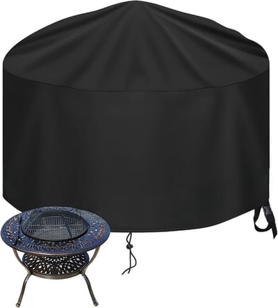 Waterdichte ronde vuurkorf hoes Ø90x60cm, 420D Oxford, UV-bestendig, beschermhoes voor buitengebruik, zwart