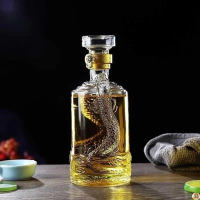 Carafe à whisky ronde gravée dragon 500 ml, bouteille d'alcool pour liqueur, scotch, bourbon