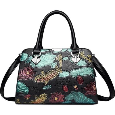Dameshandtas Retro Geluksvis Middelbare Leeftijd Moeder Eén Schouder Crossbody Tas Gekarteld Etnische Stijl Tas gray