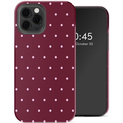Selencia Hoesje - Geschikt voor Apple iPhone 12 Pro / 12 - Backcover - Happy Dots Burgundy