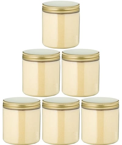 Scrubzout Vanille - 300 gram - Pot met gouden deksel - set van 6 stuks - Hydraterende Lichaamsscrub