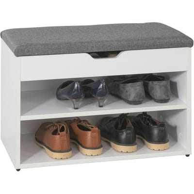 SoBuy FSR25-HG Schoenenbank, voor gang, met opbergvak, zitkussens, antislip vloermatten, L60cm x D30cm x H43cm, grijs