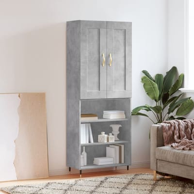 vidaXL - Hoge - kast - 69,5x34x180 - cm - bewerkt - hout - betongrijs