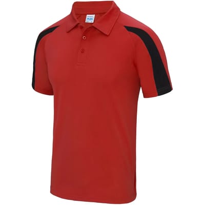 Just Cool - Cool Contrasterend Polo - Fire Red/Jet Black maat L