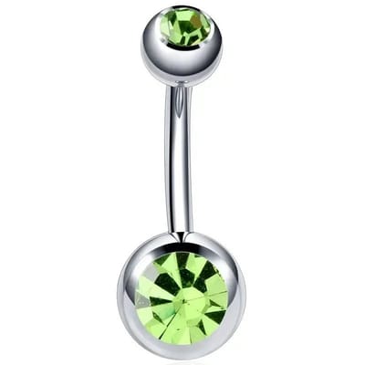 Aramat Jewels | Navelpiercings | Sprankelende Zirkonia Navelpiercing - Chirurgisch Staal | Groen | |10mm | Staal | Volwassenen | Verkleurd niet