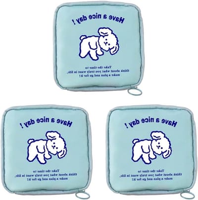 Maandverband Opbergtas - Hygiëne Pouch - Persoonlijke Verzorging - Trilateraal Openingsontwerp - 3 Stuks 12x12x4cm - Cartoonprints