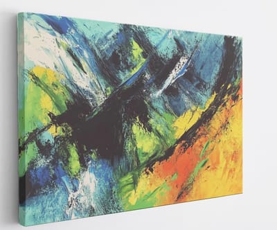 Saammp Canvas Schilderij - Kleurrijke verfspatten - Abstract kunstwerk - 45x30 - Foto op canvas - Wanddecoratie - Muurdecoratie Woonkamer - Slaapkamer decoratie - Canvas Print