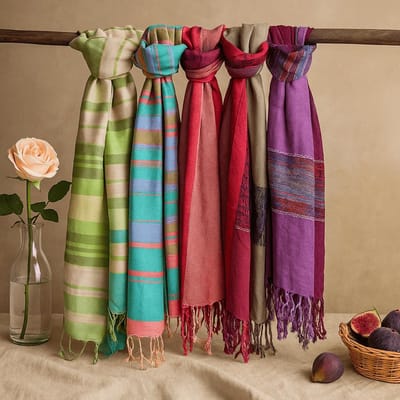 Ancient Wisdom - Sjaal - Grote Indiase boho-sjaal - 75x180cm - paarse tinten - hoofddoek - omslagdoek - trendy - modeaccessoire