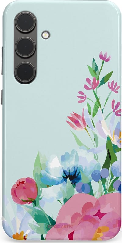 Casetastic hoesje geschikt voor Samsung Galaxy S24 Plus - Dubbellaagse bescherming - Dagdroom in bloei - Fashion Case - Lichtgrijs Lichtroze