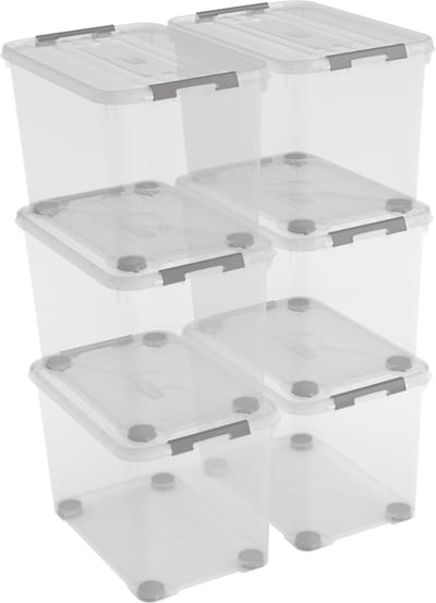 Curver Handy+ Opbergbox - 65L - 6 stuks - Transparant met deksel
