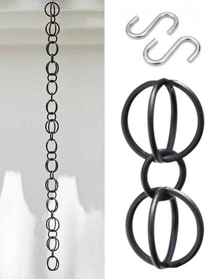 Regenketting met Haken - Watergeleider Decoratie - Tuin Decoreren - Verstelbare Lengte - 1 Meter - Aluminium Kleur