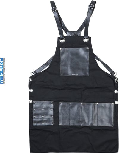 Schort - Keukenschort - Kookschort- kappersschort -PU-leer- BBQ Schort - Schort - Horecakwaliteit - Verstelbare Gesp, Lange Koorden en 8 Praktische Grote Zakken - Unisex: Dames & Heren - Maat: One Size Fits All - Wasbaar