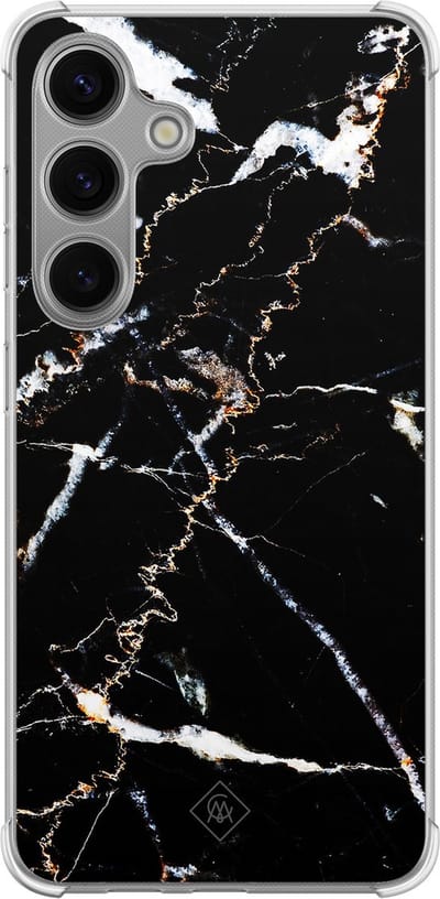 Casimoda® hoesje - Geschikt voor Samsung Galaxy S24 Plus - Marmer Zwart - Shockproof case - Extra sterk - TPU/polycarbonaat - Zwart, Transparant